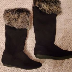 Black suede boots